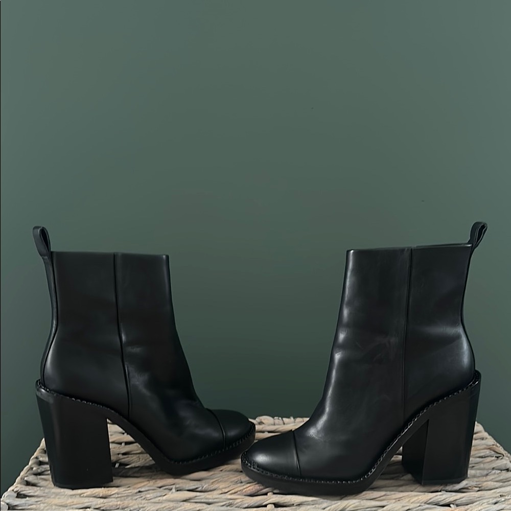 Black Leather Ankle Boots
